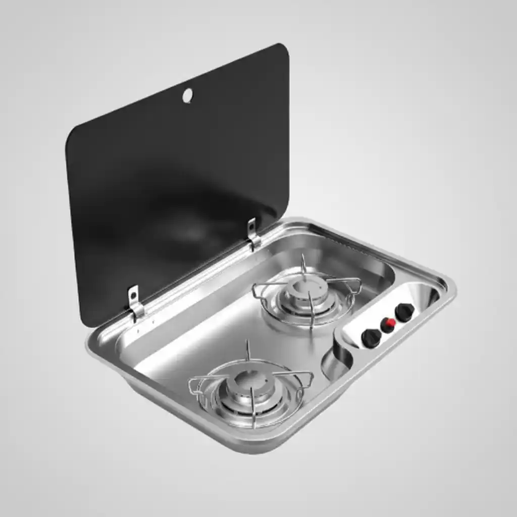 Anafe 2 hornallas con tapa de vidrio